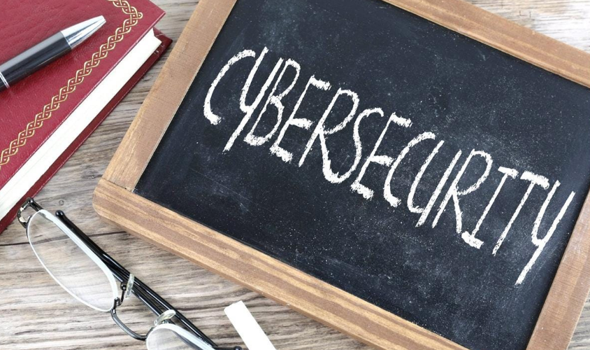 framed board that reads Cybersecurity