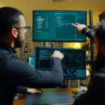 Men working at a computer