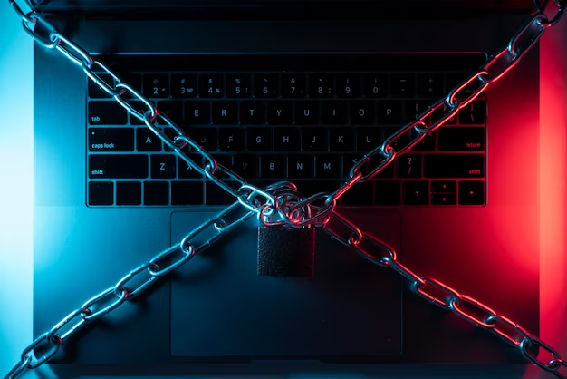 Laptop with a chain and a lock