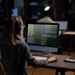 Girl working at the computer