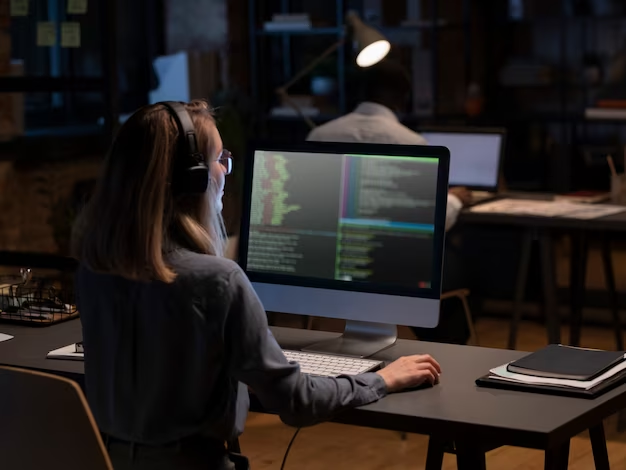 Girl working at the computer