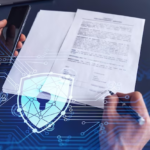 Man signing a document on cyber security