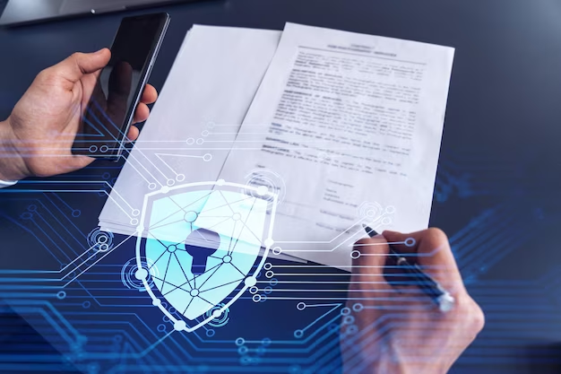 Man signing a document on cyber security
