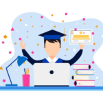 Illustration of Online Certification with Graduate and Laptop