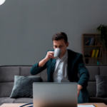 Man Working In Laptop from Home